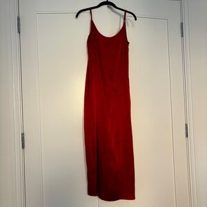 LA PERLA red silk back-slit slip dress